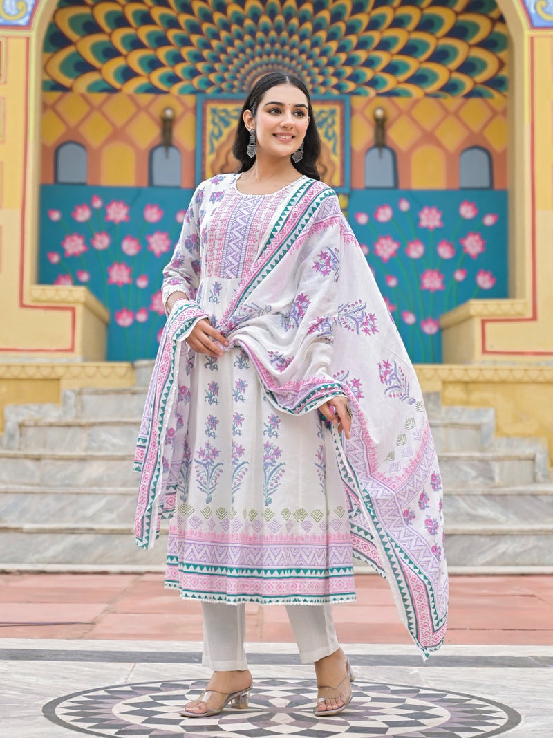 Shifory Elegant White Anarkali Suit for Women - Image 1